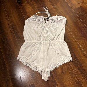 Victoria's Secret White Lace Romper Chemise